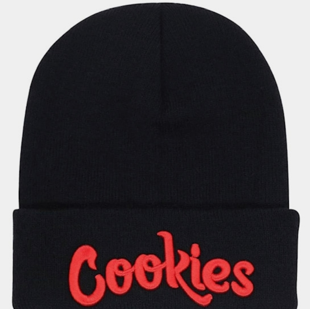 COOKIES ORIGINAL LOGO Winter Knitted Beanie Hat (Black-Red)